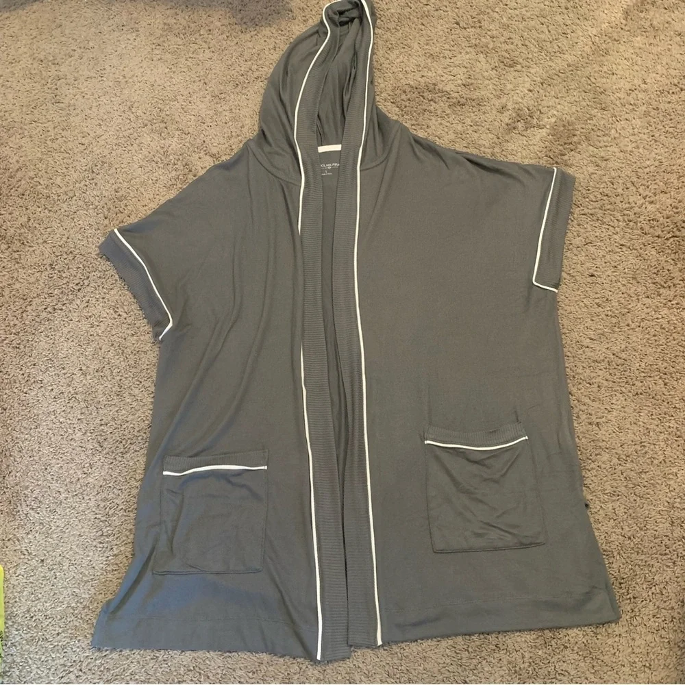 Koolaburra by UGG Hooded Gray Open Front Layering Cardigan Large - Picture 2 of 6